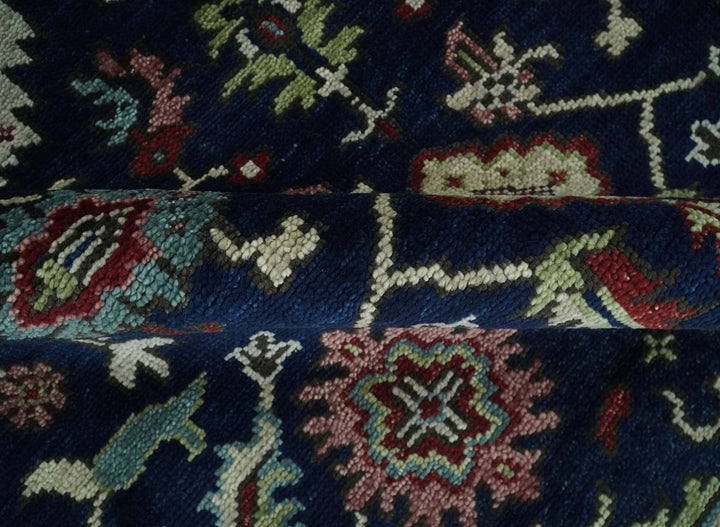 Hand Knotted 8x10 Black, Rust and Beige Antique Oushak Wool Area Rug - The Rug Decor