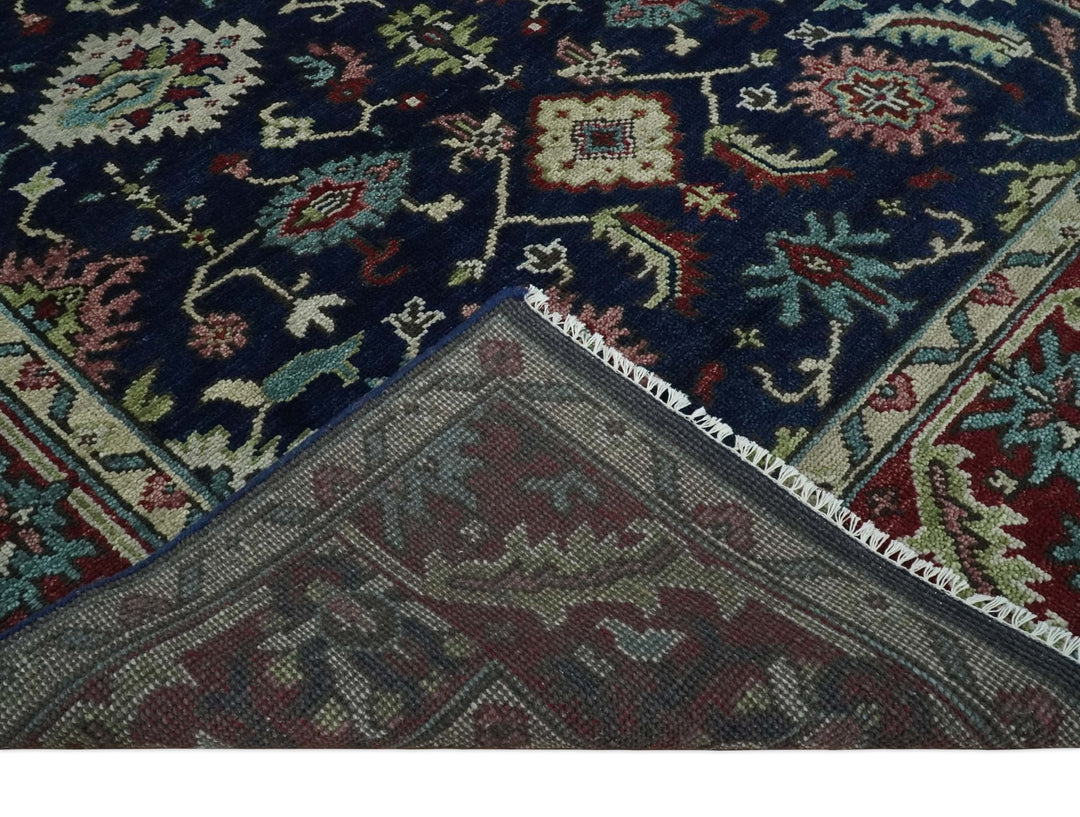 Hand Knotted 8x10 Black, Rust and Beige Antique Oushak Wool Area Rug - The Rug Decor