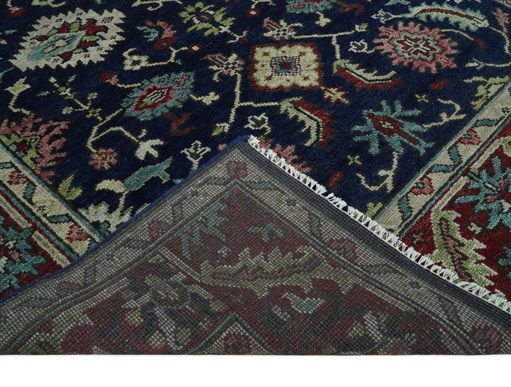 Hand Knotted 8x10 Black, Rust and Beige Antique Oushak Wool Area Rug - The Rug Decor