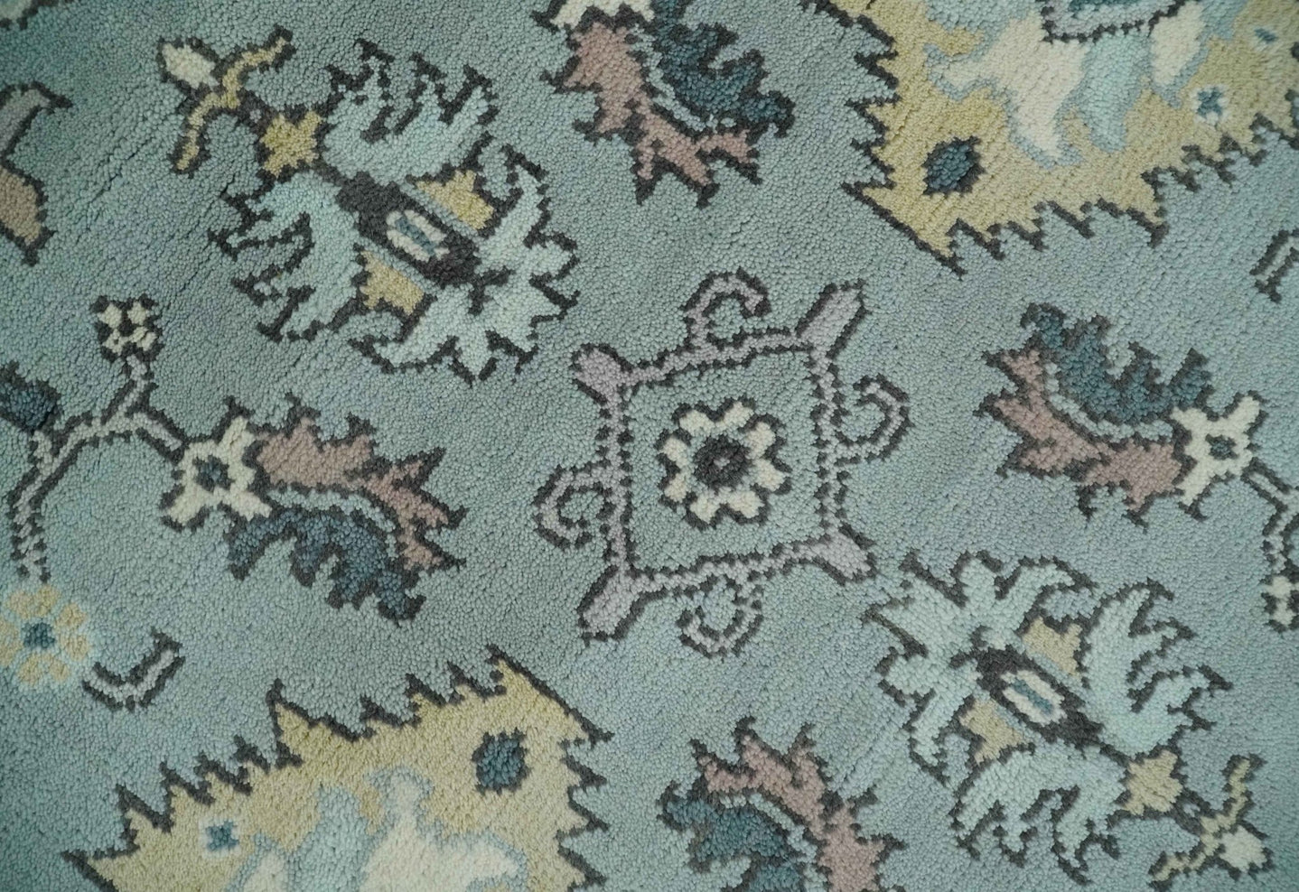 Hand Knotted 8x10 Blue and Ivory Traditional Oushak Persian Wool Area Rug | TRDCP1151810 - The Rug Decor