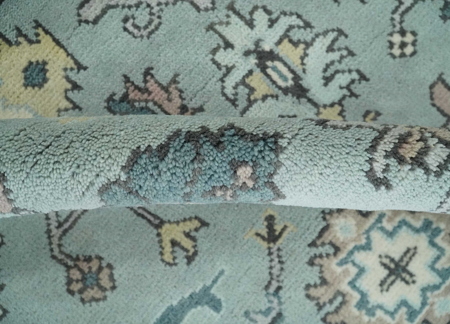 Hand Knotted 8x10 Blue and Ivory Traditional Oushak Persian Wool Area Rug | TRDCP1151810 - The Rug Decor