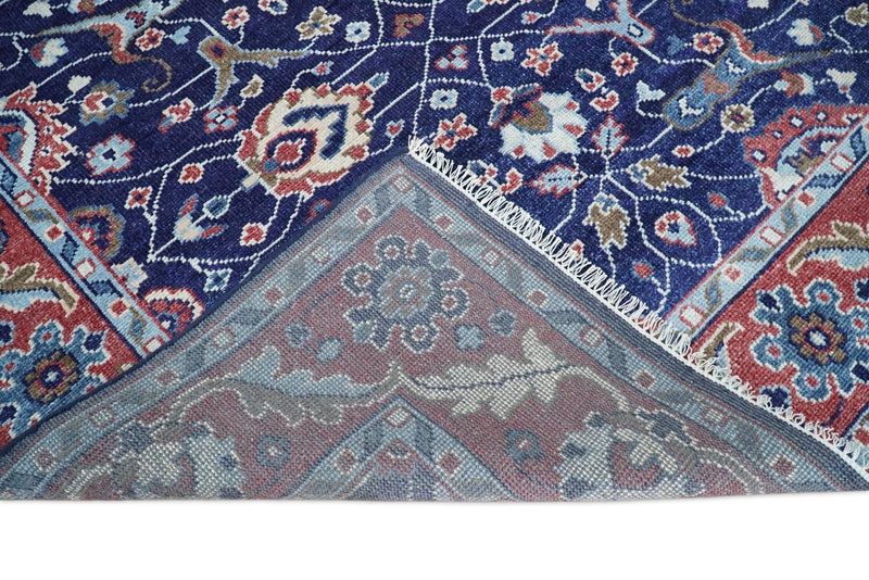 Hand Knotted 8x10 Blue and Rust Traditional Persian Oushak Area Rug | TRD2643 - The Rug Decor