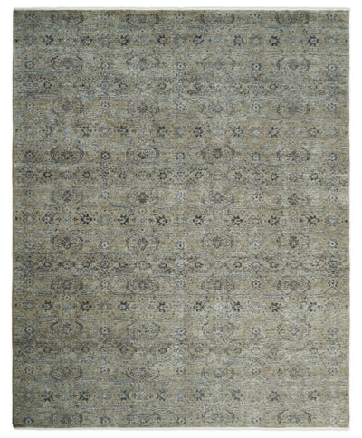 Hand Knotted 8x10 Brown Traditional Oxidized Textured Low Pile Wool Rug | TRD2132810 - The Rug Decor
