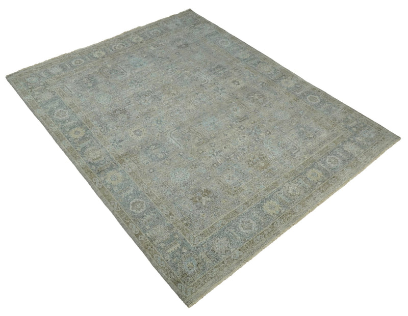 Hand Knotted 8x10 Brown Traditional Oxidized Textured Low Pile Wool Rug | TRD2254810 - The Rug Decor