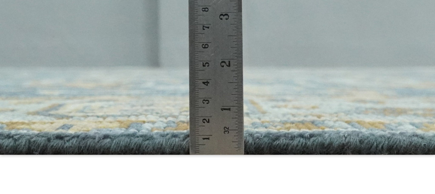 Hand Knotted 8x10 Charcoal, Silver and Beige Oushak Wool Area Rug - The Rug Decor