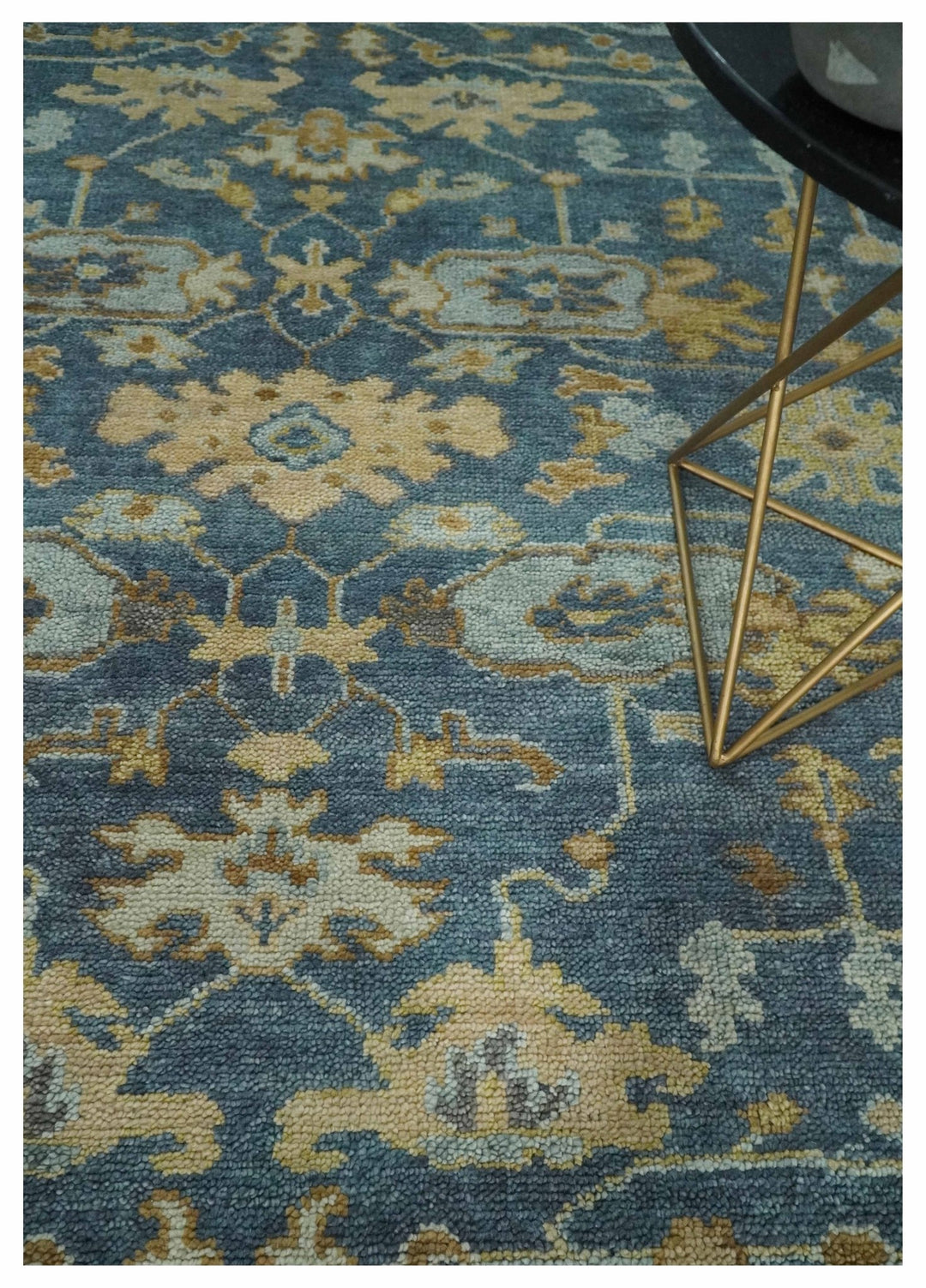 Hand Knotted 8x10 Charcoal, Silver and Beige Oushak Wool Area Rug - The Rug Decor