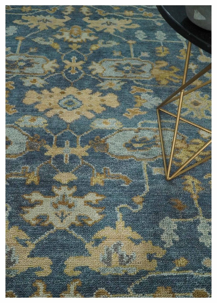 Hand Knotted 8x10 Charcoal, Silver and Beige Oushak Wool Area Rug - The Rug Decor
