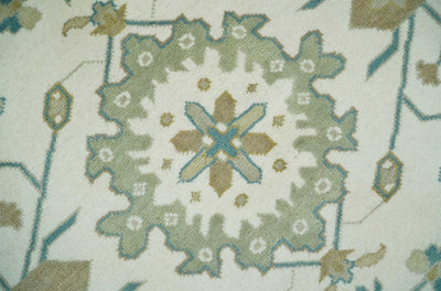 Hand Knotted 8x10 Ivory, Blue and Brown Floral Oushak Persian Wool Area Rug | TRDCP1075810 - The Rug Decor