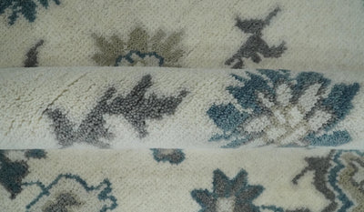 Hand Knotted 8x10 Ivory, Blue and Gray Traditional Vintage Persian Style Antique Wool Rug | TRDCP821810 - The Rug Decor