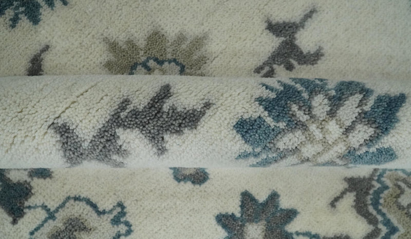 Hand Knotted 8x10 Ivory, Blue and Gray Traditional Vintage Persian Style Antique Wool Rug | TRDCP821810 - The Rug Decor