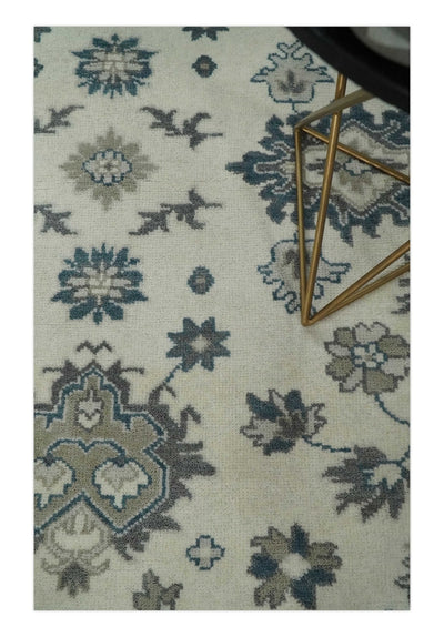 Hand Knotted 8x10 Ivory, Blue and Gray Traditional Vintage Persian Style Antique Wool Rug | TRDCP821810 - The Rug Decor