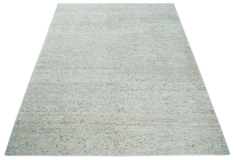 Hand Knotted 8x10 Ivory Modern Abstract Silk Bohemian Area Rug | TRDSS3 - The Rug Decor