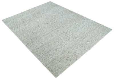 Hand Knotted 8x10 Ivory Modern Abstract Silk Bohemian Area Rug | TRDSS3 - The Rug Decor