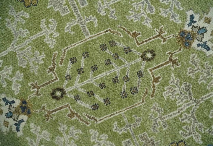 Hand Knotted 8x10 Light Green, Ivory and Silver Traditional Turkish Antique Style Wool Area Rug - The Rug Decor