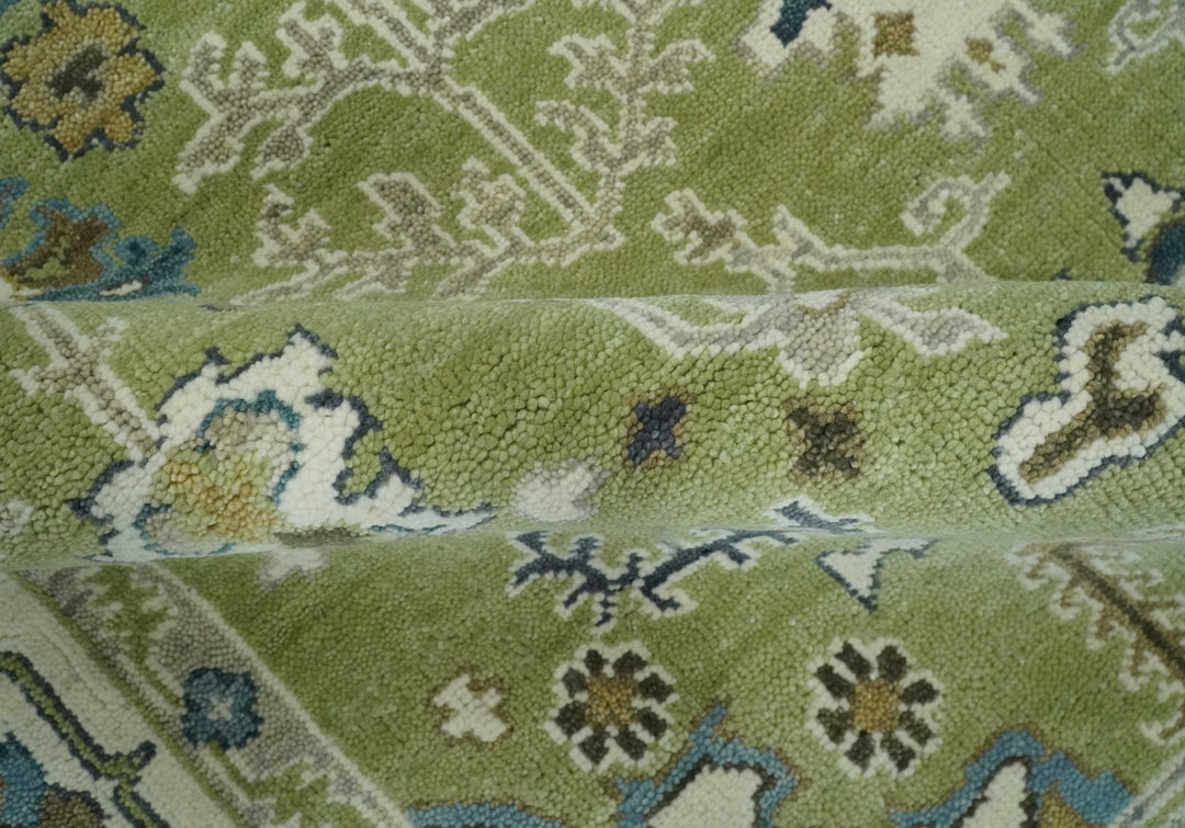 Hand Knotted 8x10 Light Green, Ivory and Silver Traditional Turkish Antique Style Wool Area Rug - The Rug Decor
