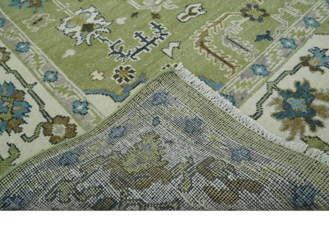 Hand Knotted 8x10 Light Green, Ivory and Silver Traditional Turkish Antique Style Wool Area Rug - The Rug Decor
