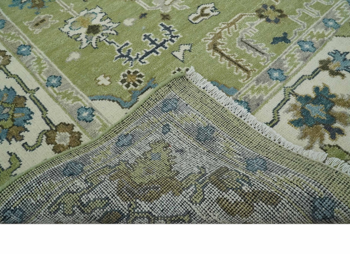 Hand Knotted 8x10 Light Green, Ivory and Silver Traditional Turkish Antique Style Wool Area Rug - The Rug Decor