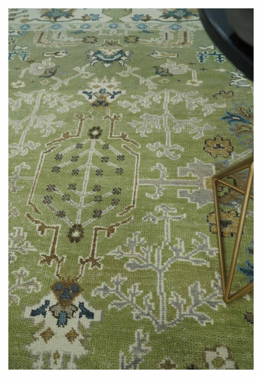 Hand Knotted 8x10 Light Green, Ivory and Silver Traditional Turkish Antique Style Wool Area Rug - The Rug Decor
