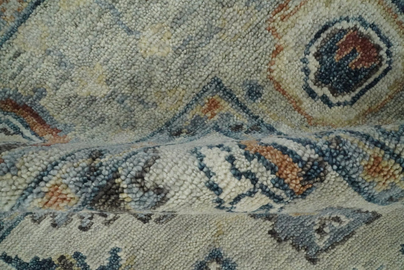 Hand Knotted 8x10 One of a Kind Traditional Blue and Gray Wool Area Rug | TRDCP51810 - The Rug Decor