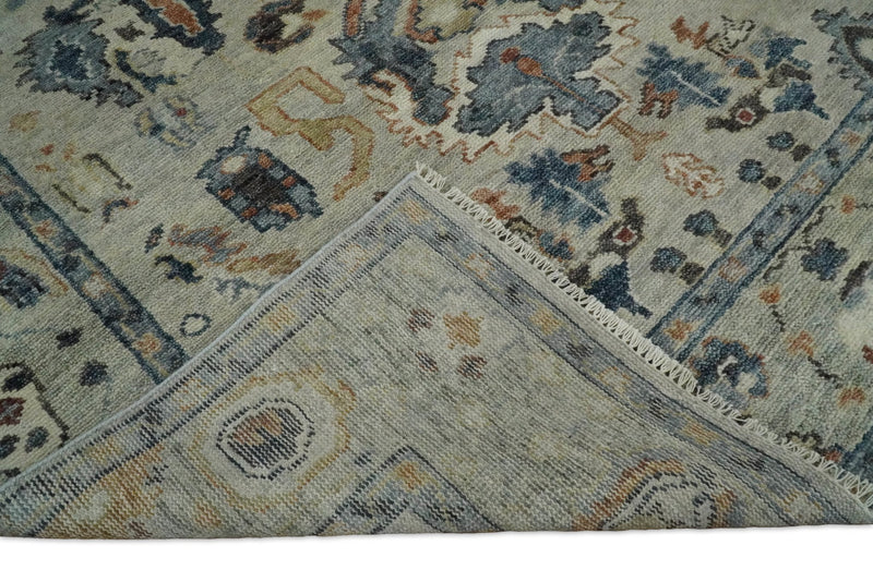Hand Knotted 8x10 One of a Kind Traditional Blue and Gray Wool Area Rug | TRDCP51810 - The Rug Decor