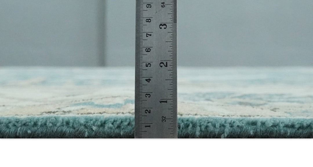 Hand Knotted 8x10 Oriental Oushak Aqua and Beige Wool Area Rug | TRDCP1200810 - The Rug Decor