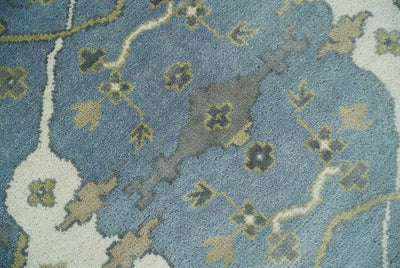 Hand Knotted 8x10 Oriental Oushak Blue, Ivory and Beige Wool Area Rug | TRDCP1140810 - The Rug Decor