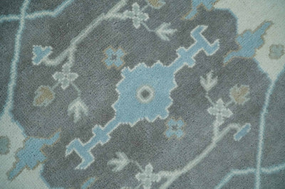 Hand Knotted 8x10 Oriental Oushak Charcoal and Ivory Wool Area Rug | TRDCP1175810 - The Rug Decor