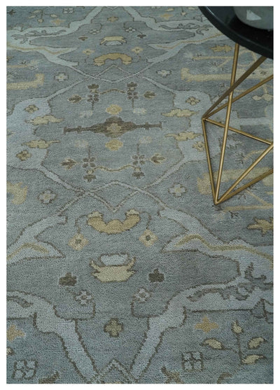 Hand Knotted 8x10 Oriental Oushak Charcoal Silver and Beige Wool Area Rug | TRDCP1182810 - The Rug Decor