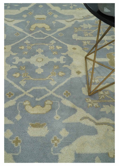 Hand Knotted 8x10 Oriental Oushak Gray and Beige Wool Area Rug | TRDCP1144810 - The Rug Decor