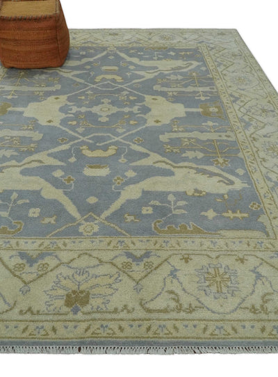 Hand Knotted 8x10 Oriental Oushak Gray and Beige Wool Area Rug | TRDCP1144810 - The Rug Decor