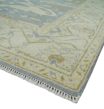 Hand Knotted 8x10 Oriental Oushak Gray and Beige Wool Area Rug | TRDCP1144810 - The Rug Decor