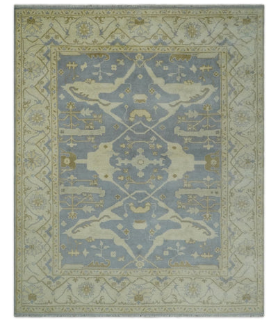 Hand Knotted 8x10 Oriental Oushak Gray and Beige Wool Area Rug | TRDCP1144810 - The Rug Decor