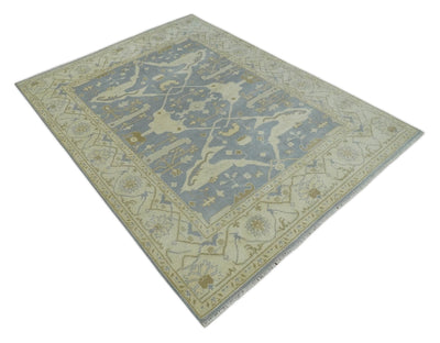 Hand Knotted 8x10 Oriental Oushak Gray and Beige Wool Area Rug | TRDCP1144810 - The Rug Decor