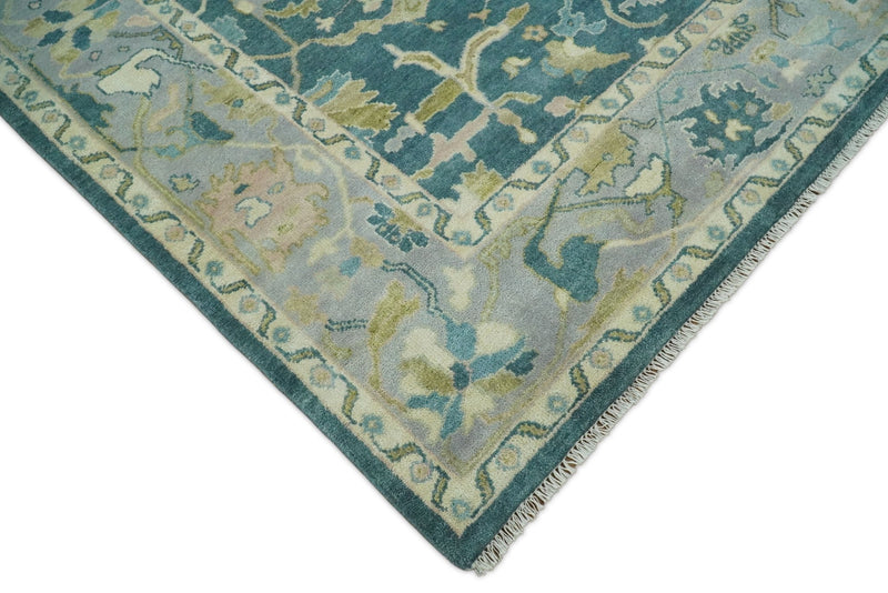 Hand Knotted 8x10 Oriental Oushak Gray and Blue Wool Area Rug | TRDCP140810 - The Rug Decor
