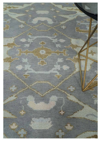 Hand Knotted 8x10 Oriental Oushak Gray, Ivory and Beige Wool Area Rug | TRDCP1102810 - The Rug Decor