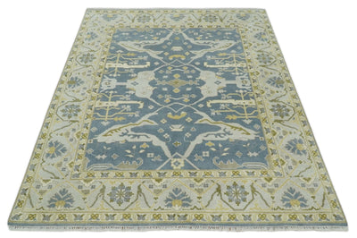 Hand Knotted 8x10 Oriental Oushak Gray, Ivory and Beige Wool Area Rug | TRDCP1106810 - The Rug Decor