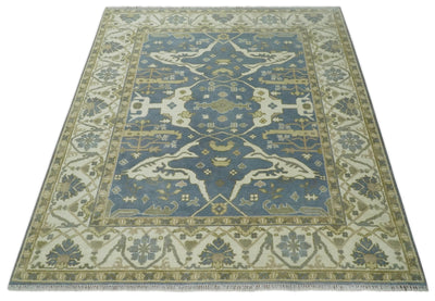 Hand Knotted 8x10 Oriental Oushak Gray, Ivory and Beige Wool Area Rug | TRDCP1169810 - The Rug Decor