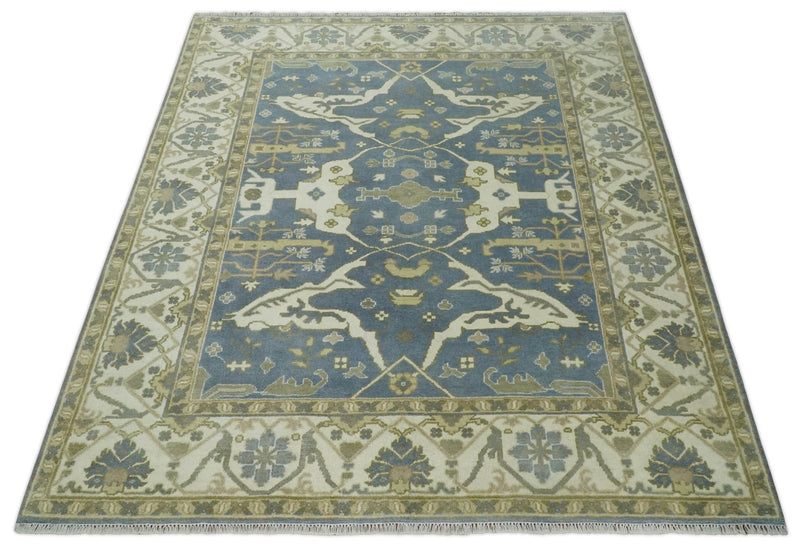 Hand Knotted 8x10 Oriental Oushak Gray, Ivory and Beige Wool Area Rug | TRDCP1169810 - The Rug Decor