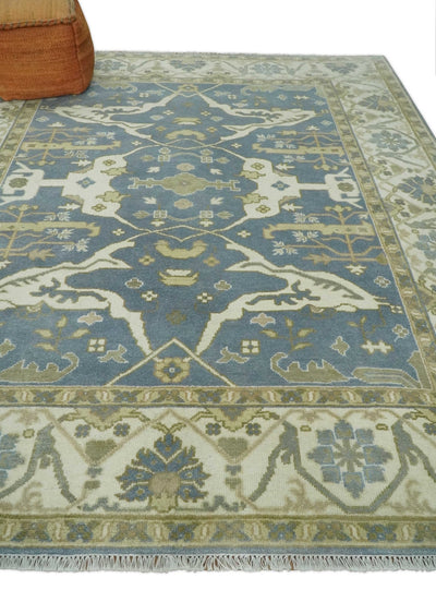 Hand Knotted 8x10 Oriental Oushak Gray, Ivory and Beige Wool Area Rug | TRDCP1169810 - The Rug Decor