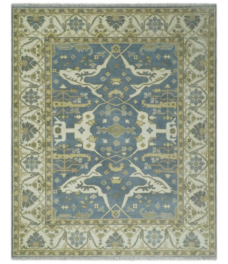 Hand Knotted 8x10 Oriental Oushak Gray, Ivory and Beige Wool Area Rug | TRDCP1169810 - The Rug Decor