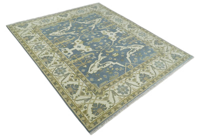 Hand Knotted 8x10 Oriental Oushak Gray, Ivory and Beige Wool Area Rug | TRDCP1169810 - The Rug Decor