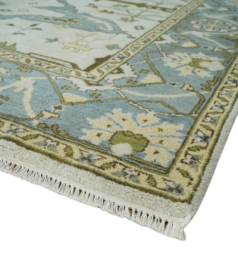 Hand Knotted 8x10 Oriental Oushak Ivory and Gray Wool Area Rug | TRDCP1124810 - The Rug Decor