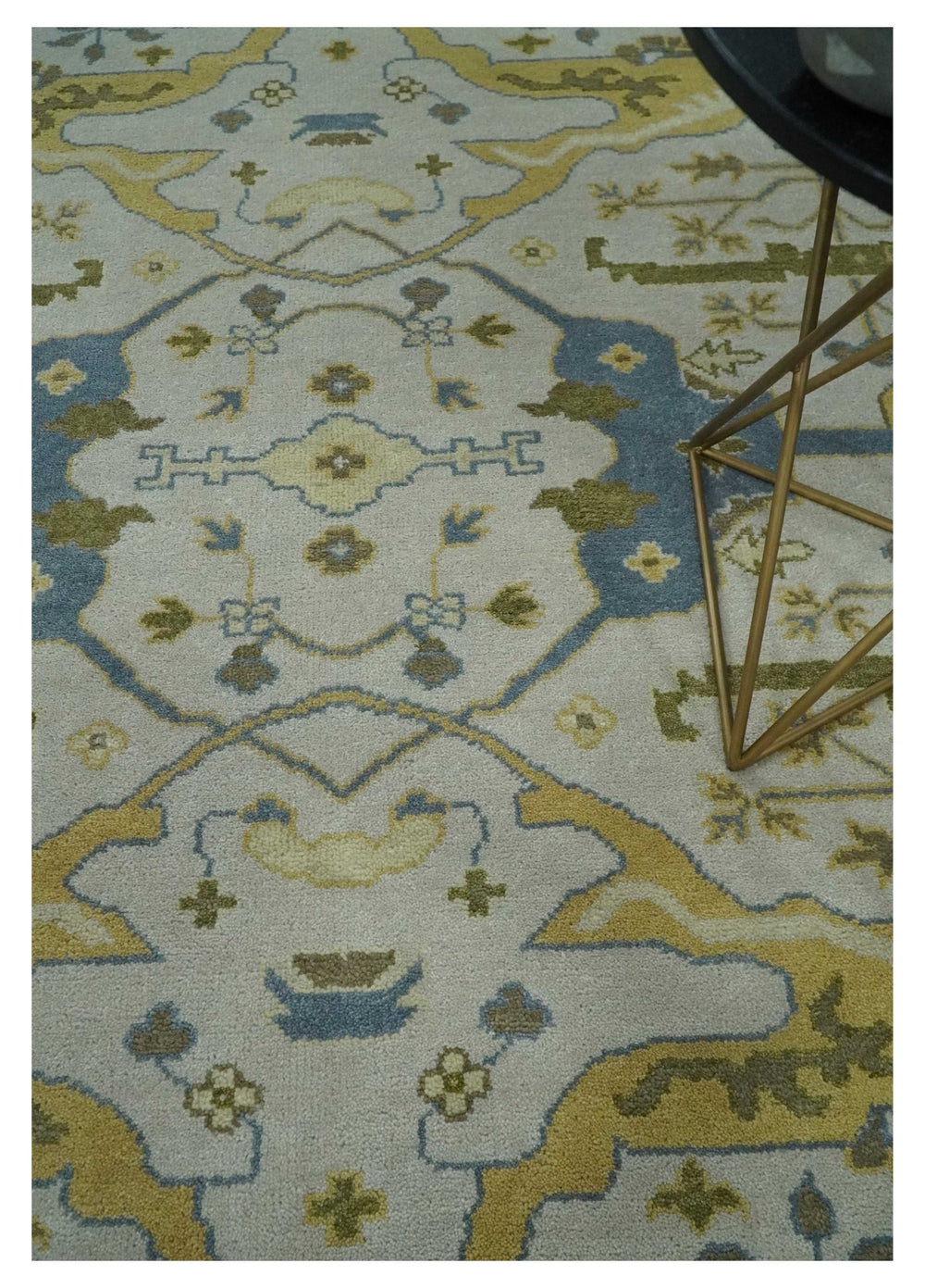 Hand Knotted 8x10 Oriental Oushak Ivory, Beige and Gray Wool Area Rug - The Rug Decor