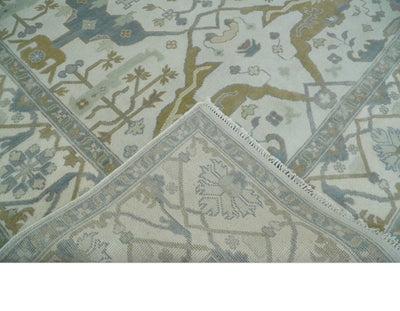 Hand Knotted 8x10 Oriental Oushak Ivory, Gray and Beige Wool Area Rug | TRDCP1178810 - The Rug Decor