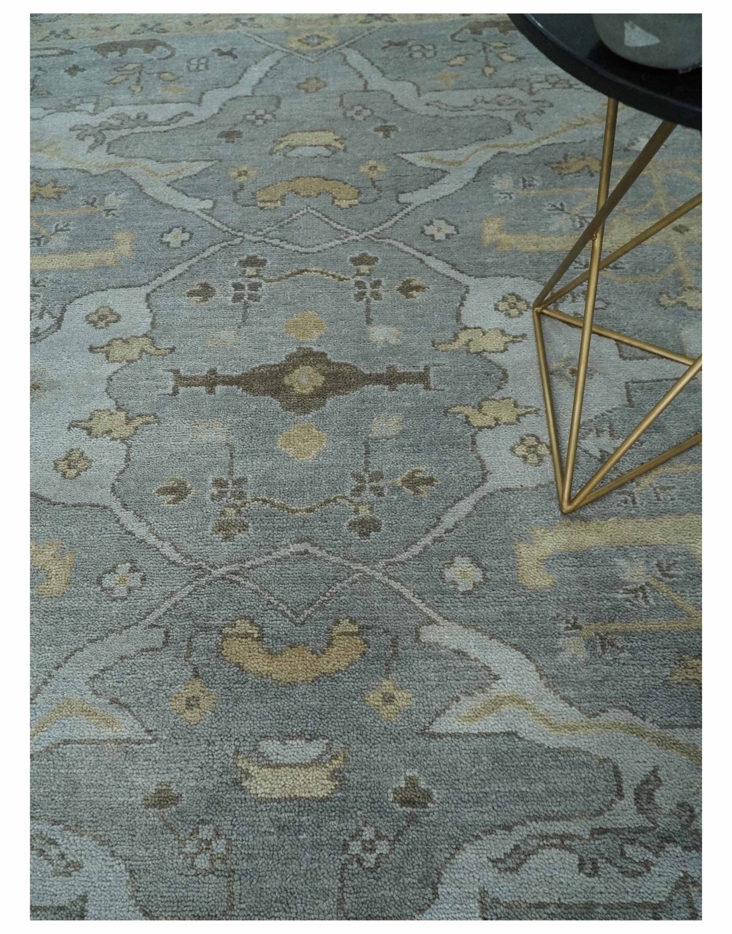 Hand Knotted 8x10 Oriental Oushak Silver and Beige Wool Area Rug | TRDCP1198810 - The Rug Decor