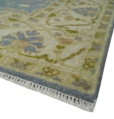 Hand Knotted 8x10 Oriental Oushak Silver, Ivory and Beige Wool Area Rug | TRDCP1149810 - The Rug Decor