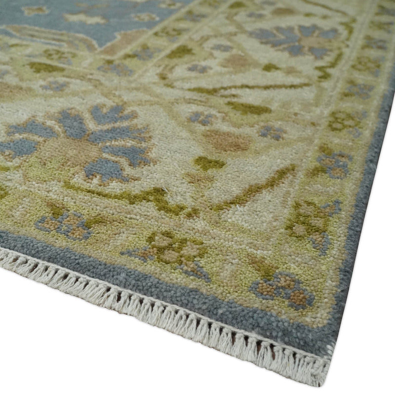 Hand Knotted 8x10 Oriental Oushak Silver, Ivory and Beige Wool Area Rug | TRDCP1149810 - The Rug Decor