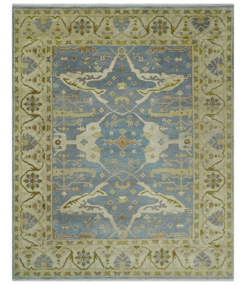 Hand Knotted 8x10 Oriental Oushak Silver, Ivory and Beige Wool Area Rug | TRDCP1149810 - The Rug Decor