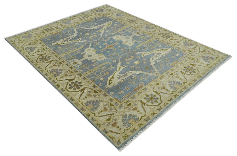 Hand Knotted 8x10 Oriental Oushak Silver, Ivory and Beige Wool Area Rug | TRDCP1149810 - The Rug Decor