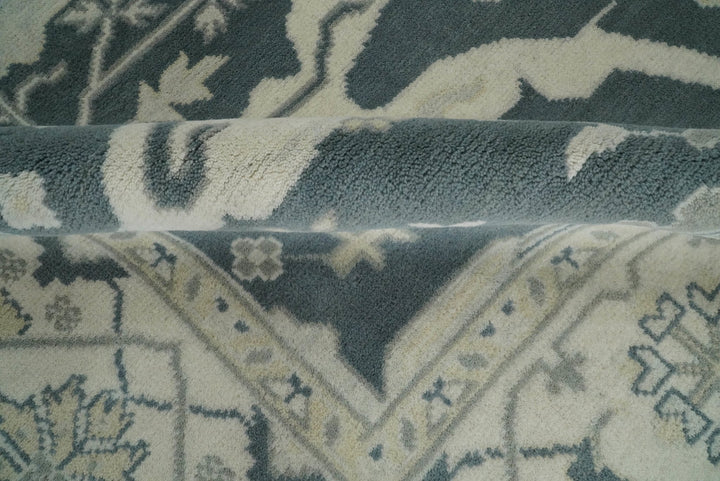 Hand Knotted 8x10 Oriental Oushak Teal and Ivory Wool Area Rug | TRDCP80810 - The Rug Decor